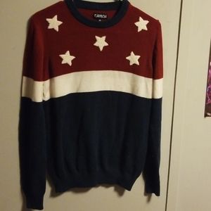 Carbon Red,white,blue sweater with white stars